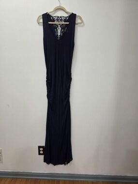 VENUS Navy Blue Maxi Dress with Lace Back